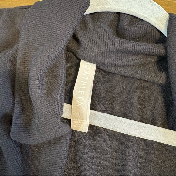 Athleta Black Pranayama Restore Wrap Cardigan Sweater Womens Large Open Front - Picture 7 of 9